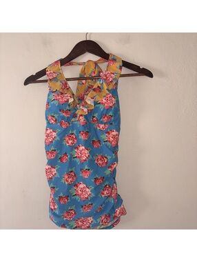 Matilda Jane Chase the Sun Swim Top - Floral Halter Tankini - Size M